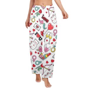 Ladies Sleeping Pajama Pants – Valentine Graffiti – Women's Pajamas Clothing Cozy Lounge Trousers