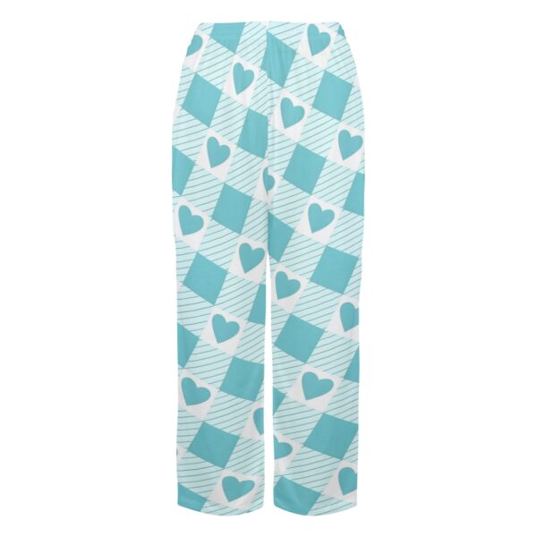 Ladies Sleeping Pajama Pants – Teal Plaid Love – Women's Pajamas Clothing Cozy Lounge Trousers 4