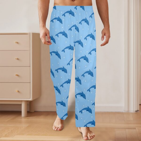 Men’s Sleeping Pajama Pants – Blue-Dolphins – Men’s Pajamas Clothing Cozy Lounge Trousers 4