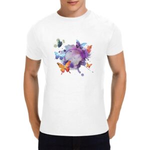 Unisex T-Shirt – Heavy Cotton Shirt – Butterfly Splash – White Clothing Custom shirts