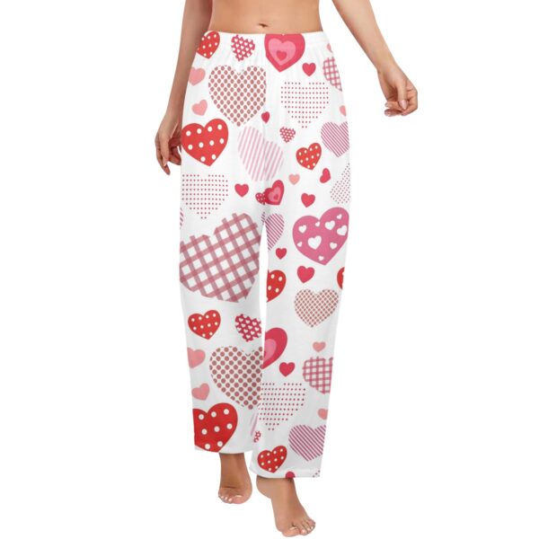 Ladies Sleeping Pajama Pants – Heart Stencil – Women's Pajamas Clothing Cozy Lounge Trousers