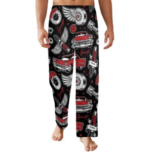Men’s Sleeping Pajama Pants – Red-HotRod – Men’s Pajamas Clothing Cozy Lounge Trousers