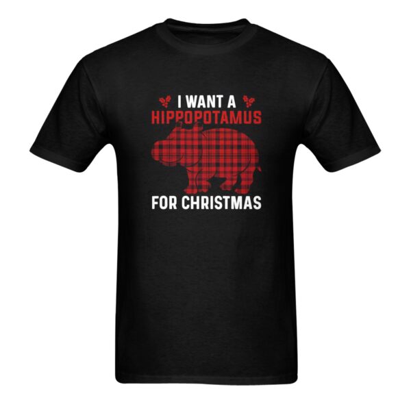 Unisex T-Shirt – Heavy Cotton Shirt – Hippo Christmas – Black Clothing Custom shirts 3