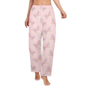 Ladies Sleeping Pajama Pants – Pink Flutter – Women's Pajamas Clothing Cozy Lounge Trousers