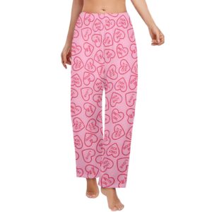 Ladies Sleeping Pajama Pants – Candy Hearts – Women’s Pajamas Clothing Cozy Lounge Trousers