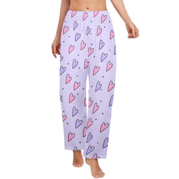 Ladies Sleeping Pajama Pants – Purple Hearts – Women's Pajamas Clothing Cozy Lounge Trousers