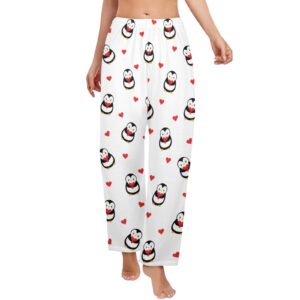 Ladies Sleeping Pajama Pants – Penguin Heart – Women's Pajamas Clothing Cozy Lounge Trousers