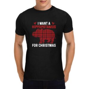 Unisex T-Shirt – Heavy Cotton Shirt – Hippo Christmas – Black Clothing Custom shirts