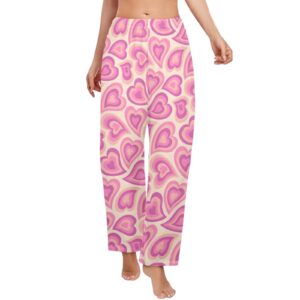 Ladies Sleeping Pajama Pants – Hippie Hearts – Women's Pajamas Clothing Cozy Lounge Trousers