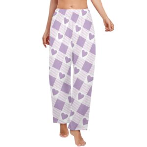Ladies Sleeping Pajama Pants – Purple Plaid Love – Women's Pajamas Clothing Cozy Lounge Trousers