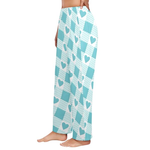 Ladies Sleeping Pajama Pants – Teal Plaid Love – Women's Pajamas Clothing Cozy Lounge Trousers 2