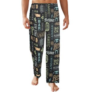 Men’s Sleeping Pajama Pants – Beer-Fan – Men’s Pajamas Clothing Cozy Lounge Trousers