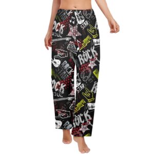 Ladies Sleeping Pajama Pants – Rock Star – Women's Pajamas Clothing Cozy Lounge Trousers