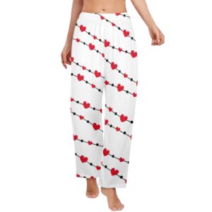 Ladies Sleeping Pajama Pants – Heart Lines – Women's Pajamas Clothing Cozy Lounge Trousers