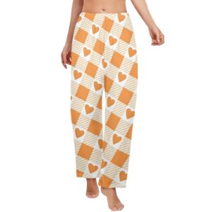 Ladies Sleeping Pajama Pants – Orange Plaid Love – Women's Pajamas Clothing Cozy Lounge Trousers