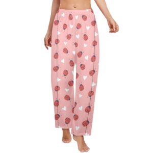 Ladies Sleeping Pajama Pants – Ladybugs – Women's Pajamas Clothing Cozy Lounge Trousers