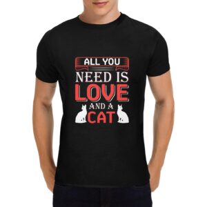 Unisex T-Shirt – Heavy Cotton Shirt – Valentine Love Cat Men's Heavy Cotton T-Shirt (One Side Printing)(Made in Queen) Clothing Custom shirts