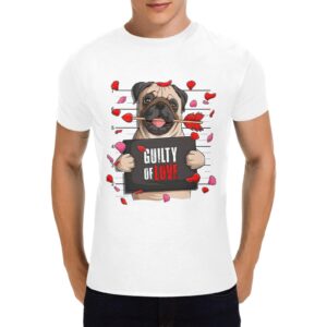 Unisex T-Shirt – Heavy Cotton Shirt – Valentine Guilty Pug Men's Heavy Cotton T-Shirt (One Side Printing)(Made in Queen) Clothing Custom shirts