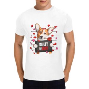 Unisex T-Shirt – Heavy Cotton Shirt – Valentine Guilty Corgi Men's Heavy Cotton T-Shirt (One Side Printing)(Made in Queen) Clothing Custom shirts