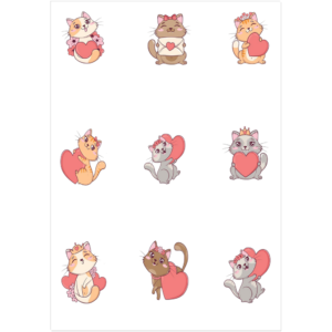 Purr-Fect Valentine Sticker Pack (2 Sheets) Cards/Stationery Adorable Sticker Pack