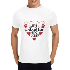 Unisex T-Shirt – Heavy Cotton Shirt – Valentine Paws Men's Heavy Cotton T-Shirt (One Side Printing)(Made in Queen) Clothing Custom shirts