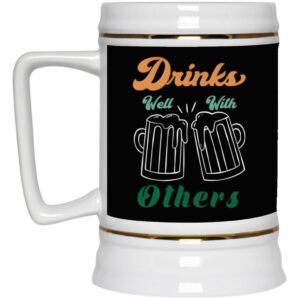 Ceramic Beer Stein Gift for Beer Lovers – St. Patrick’s Day Beer Stein Mugs –  Drinks With Others 22oz. CC Beer Accessories