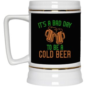 Ceramic Beer Stein Gift for Beer Lovers – St. Patrick’s Day Beer Stein Mugs –  Bad Day 22oz. CC Beer Accessories