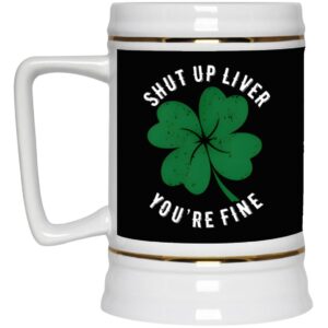 Ceramic Beer Stein Gift for Beer Lovers – St. Patrick’s Day Beer Stein Mugs –  Liver Fine 2 22oz. CC Beer Accessories