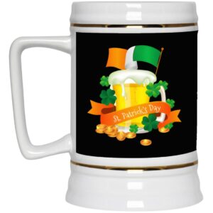 Ceramic Beer Stein Gift for Beer Lovers – St. Patrick’s Day Beer Stein Mugs –  Day 22oz. CC Beer Accessories