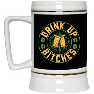 Ceramic Beer Stein Gift for Beer Lovers – St. Patrick’s Day Beer Stein Mugs –  Drink Up 22oz. CC Beer Accessories