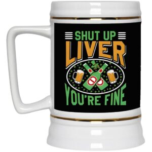 Ceramic Beer Stein Gift for Beer Lovers – St. Patrick’s Day Beer Stein Mugs –  Liver Fine 1 22oz. CC Beer Accessories