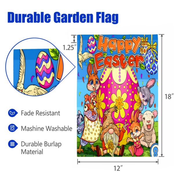 Linen Garden Flag Banner – Easter – Gnome Friends 12″x18″ Garden Banner Flags Decorative Yard 3
