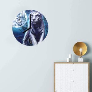 Wall Clock Artwork – Personalized Animal Clocks 11.6″ –  Moon Tiger Gifts/Party/Celebration Custom Artwork Wall Clocks