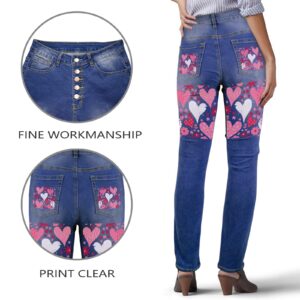 Ladies Printed Jeans – Textured Hearts Women’s Jeans (Back Printing) Clothing Designer printed jeans for women