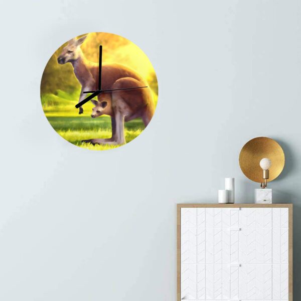 Wall Clock Artwork – Personalized Animal Clocks 11.6″ –  Kangaroo Mom Gifts/Party/Celebration Custom Artwork Wall Clocks 4