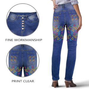 Ladies Printed Jeans – Music Colors Women’s Jeans (Back Printing) Clothing Designer printed jeans for women