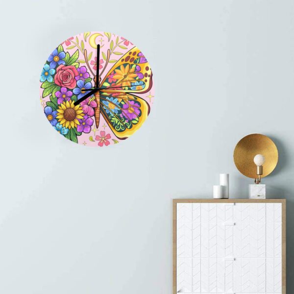 Wall Clock Artwork – Personalized Clocks 11.6″ –  Floral Flowers Butterfly Gifts/Party/Celebration Custom Artwork Wall Clocks 4