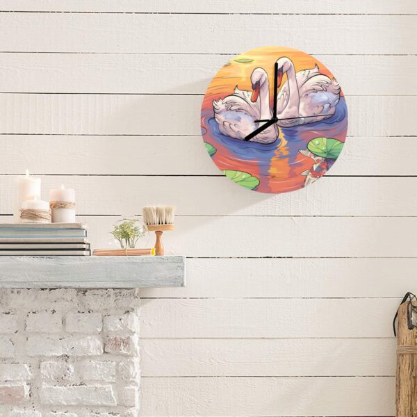 Wall Clock Artwork – Personalized Animal Clocks 11.6″ –  Swans Gifts/Party/Celebration Custom Artwork Wall Clocks 5
