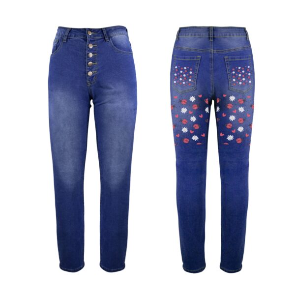 Ladies Printed Jeans – Red Ladies Women’s Jeans (Back Printing) Clothing Designer printed jeans for women 4