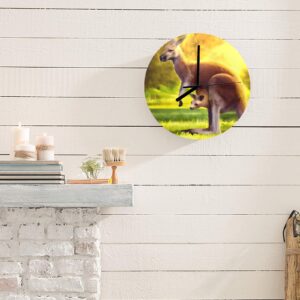 Wall Clock Artwork – Personalized Animal Clocks 11.6″ –  Kangaroo Mom Gifts/Party/Celebration Custom Artwork Wall Clocks