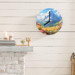 Wall Clock Artwork – Personalized Clocks 11.6″ –  Spring Floral Mountain Valley Gifts/Party/Celebration Custom Artwork Wall Clocks