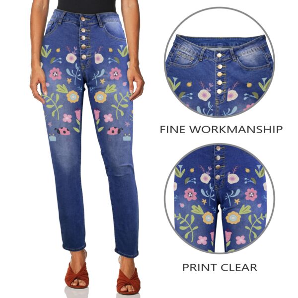 Ladies Printed Jeans – Pink Lady Women’s Jeans (Front Printing) Clothing Designer printed jeans for women
