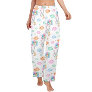 Ladies Sleeping Pajama Pants – Easter Bunny Balloons – Women’s Pajama Trousers Clothing Cozy Lounge Trousers