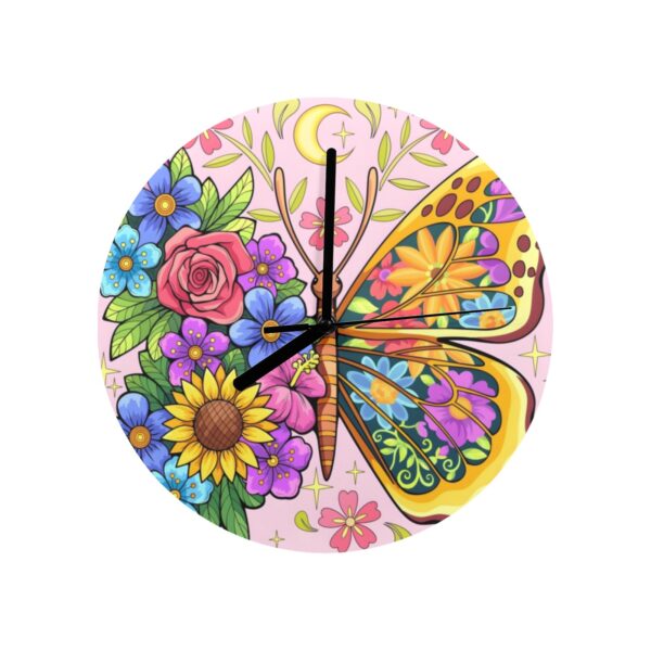 Wall Clock Artwork – Personalized Clocks 11.6″ –  Floral Flowers Butterfly Gifts/Party/Celebration Custom Artwork Wall Clocks 6