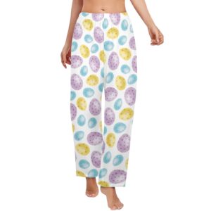 Ladies Sleeping Pajama Pants – Easter Purple Eggs – Women’s Pajama Trousers Clothing Cozy Lounge Trousers