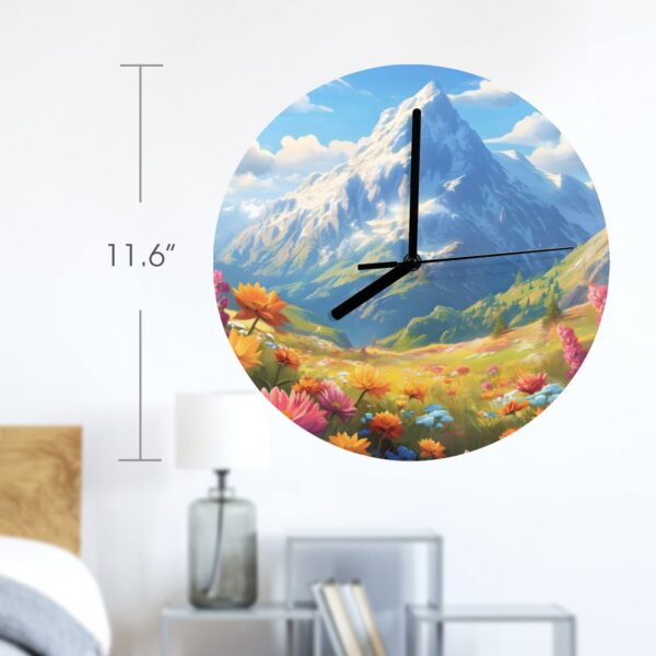 Wall Clock Artwork – Personalized Clocks 11.6″ –  Spring Floral Mountain Valley Gifts/Party/Celebration Custom Artwork Wall Clocks 2