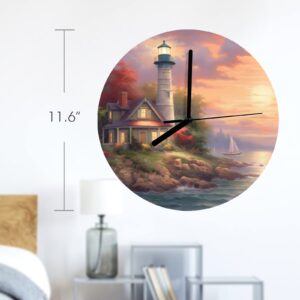 Wall Clock Artwork – Personalized Nautical Clocks 11.6″ –  Lighthouse Nantucket Gifts/Party/Celebration Custom Artwork Wall Clocks