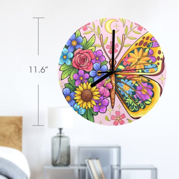 Wall Clock Artwork – Personalized Clocks 11.6″ –  Floral Flowers Butterfly Gifts/Party/Celebration Custom Artwork Wall Clocks 2