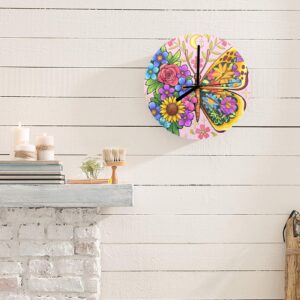 Wall Clock Artwork – Personalized Clocks 11.6″ –  Floral Flowers Butterfly Gifts/Party/Celebration Custom Artwork Wall Clocks