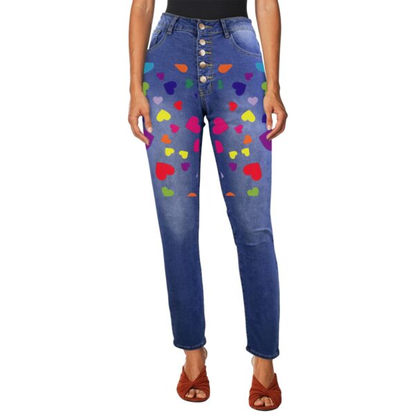 Ladies Printed Jeans – Candy Hearts Women’s Jeans (Front Printing) Clothing Designer printed jeans for women 6